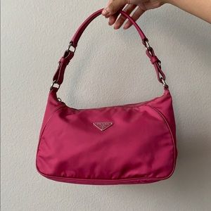 —SOLD Prada Nylon Logo Bagutte Bag in Pink